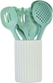 Kitchen Utensils Set, 8pcs - Nonstick Cooking Tools with Utensil Holder - Nylon Spoon, Ladle, Skimmer, Spaghetti Server