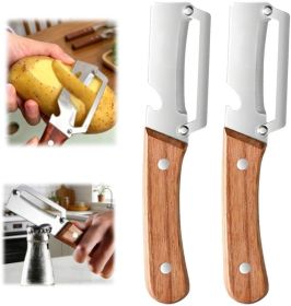 Multi-Functional Vegetable Peeler fo Kitchen: 2 in 1 Stainless Steel Peeler with Wooden Handle and Bottle Opener - Peelers for Potato Pumpkin Pap