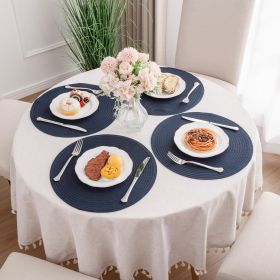 Round Placemats Set of 6 Washable 15 inch Circle Polyester Woven Braided Place Mats for Dining Table Indoor Outdoor Table Mats Home Party Wedding
