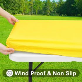 Rectangle Tablecloth, Elastic Fitted Flannel Backed Vinyl Tablecloths for 6ft Folding Tables, Waterproof Wipeable Table Covers for Indoor, Outdoo
