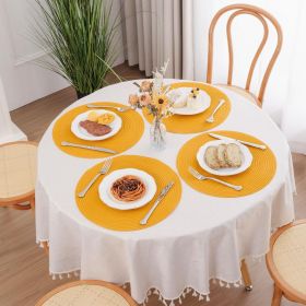 15 inch Round Braided Placemats Set of 6 Non Slip Washable Kitchen Table Place Mats Cotton Polyester Heat Resistant Table Mats for Home Wedding D