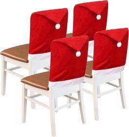 Christmas Chair Covers Hat Chair Back Covers for Xmas Holiday Chair Covers Set of 4