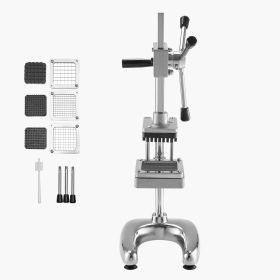 Commercial French Fry Cutter, Stainless Steel Vegetable Fruit Chopper with 3 Replacement Blades 1/2-Inch 3/8-Inch 1/4-Inch
